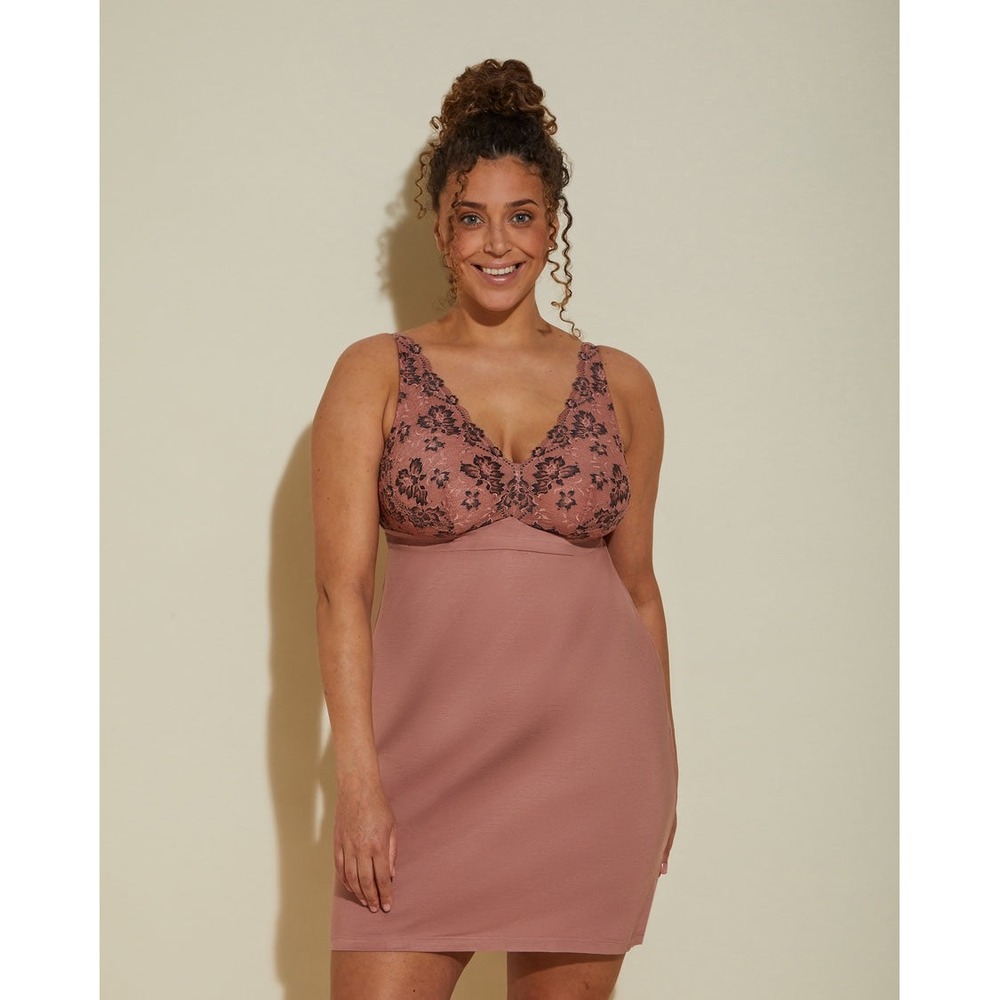 Cosabella‎ Dusty Rose Floral Lace Empire Waist Chemise Nightgown Keyhole Back 2X